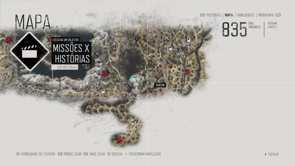 Mapa de Days Gone com a Localização da F.C.C.